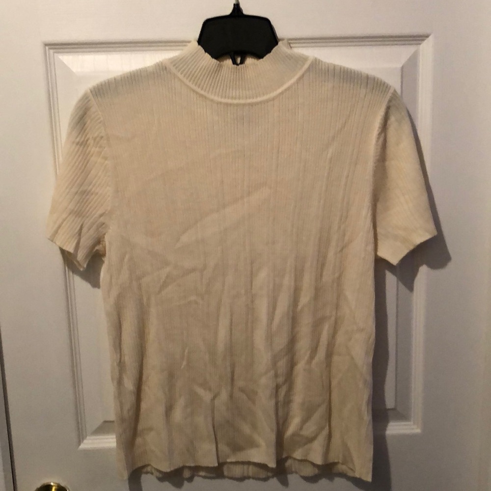 Sag Harbor Petite PXL Ribbed Mock Turtleneck Tee Shirt